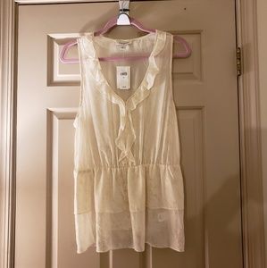 NWT Banana Republic Cream Blouse w/ Gold Detail